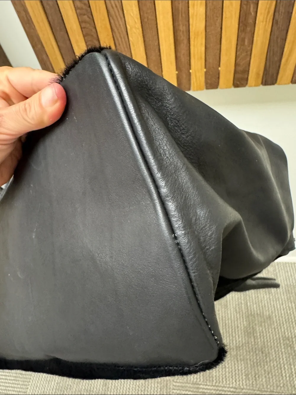 Let & Her Large Black Calfskin & Leather Large Satchel Bag